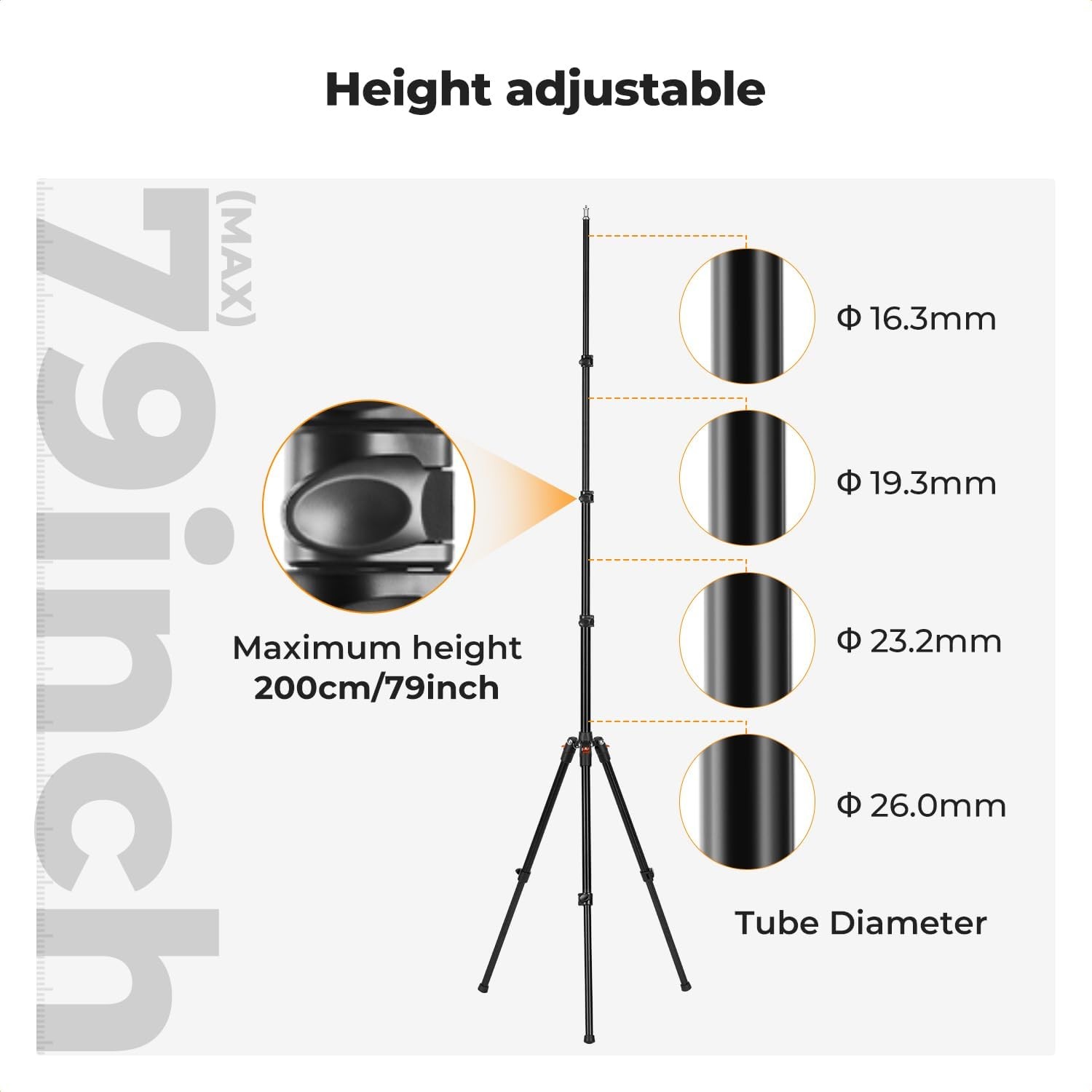 K&F Concept Extendable Photography Stand fr Strobe Light/Webcams/Cameras/Softbox