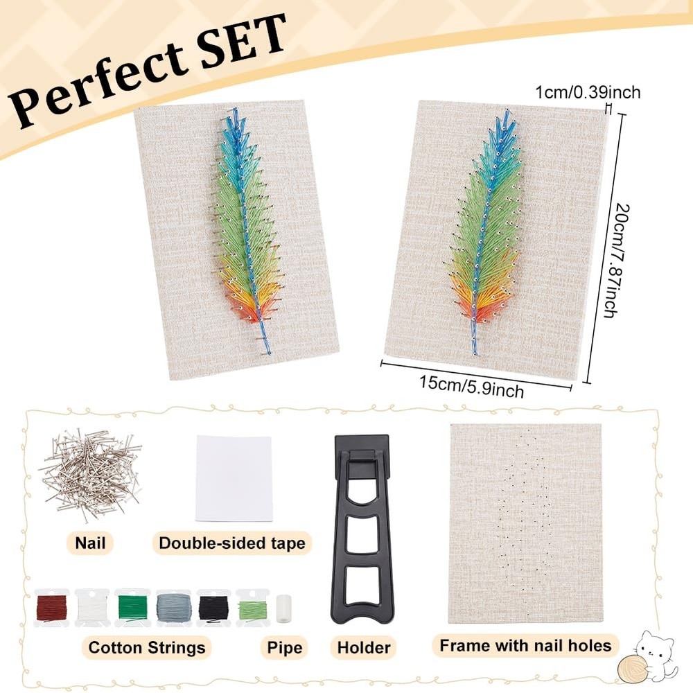 WEBEEDYDIY String Art Kit for Adults Beginners, Medium, multicolor-feather