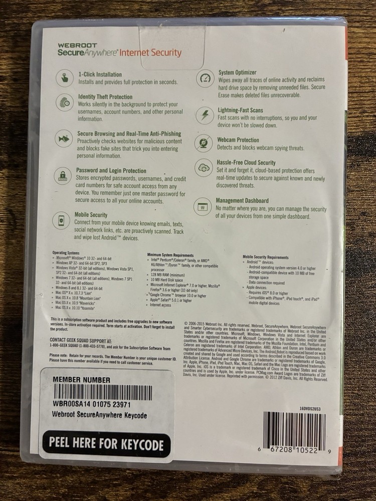 Antivirus Security NEW Webroot SecureAnywhere Internet Windows/Mac 3 Devices