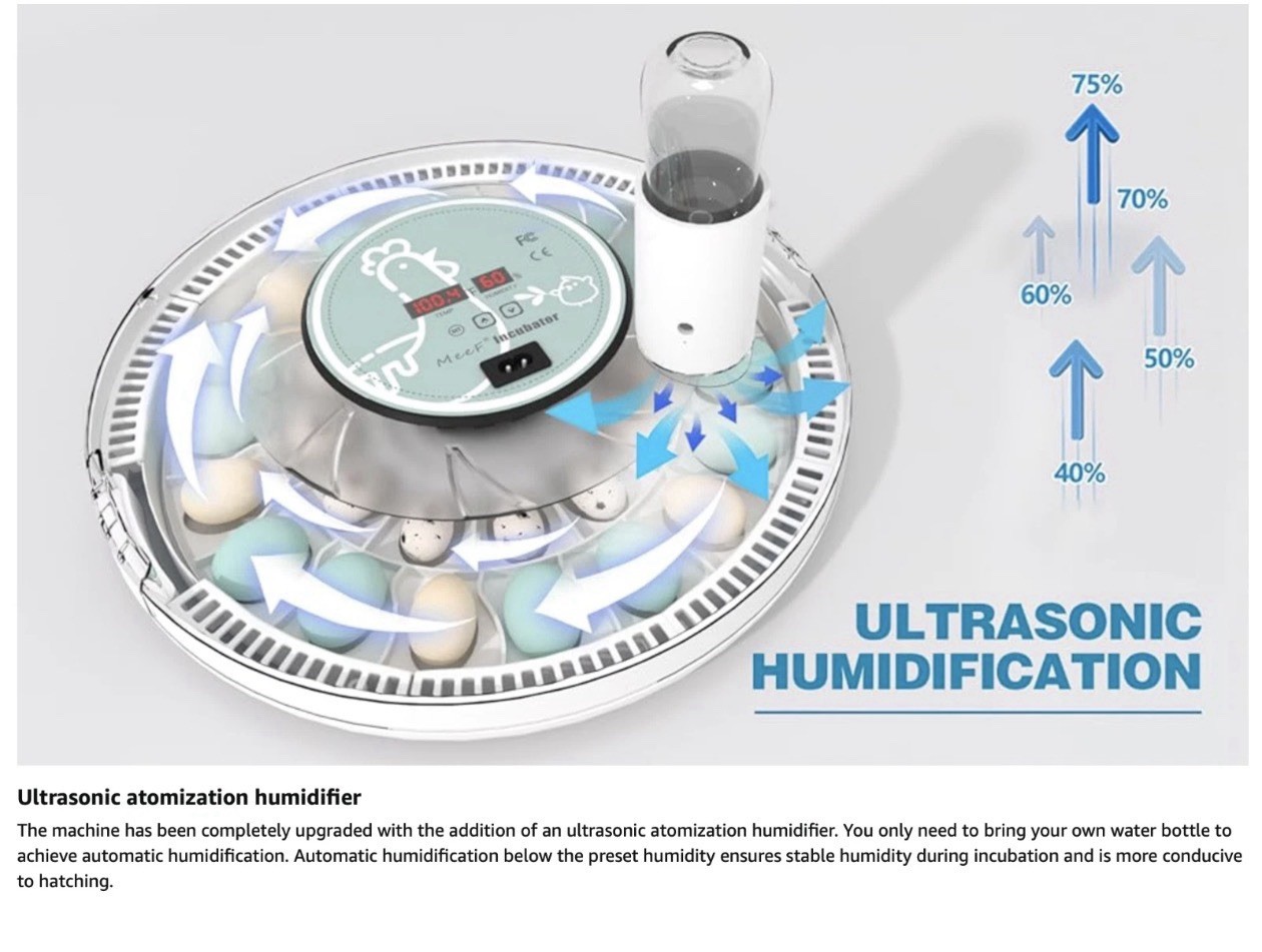 MeeF incubators for Hatching Eggs Automatic 30 Eggs Incubator with Tur