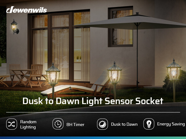 DEWENWILS Dusk to Dawn Light Sensor Socket with Timer Light Socket Indoor/Outdoo