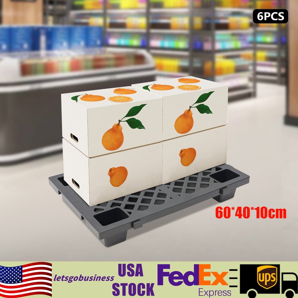 6 Pcs Moisture-proof Plastic Pallets Stackable Interlocking Storage Pallets