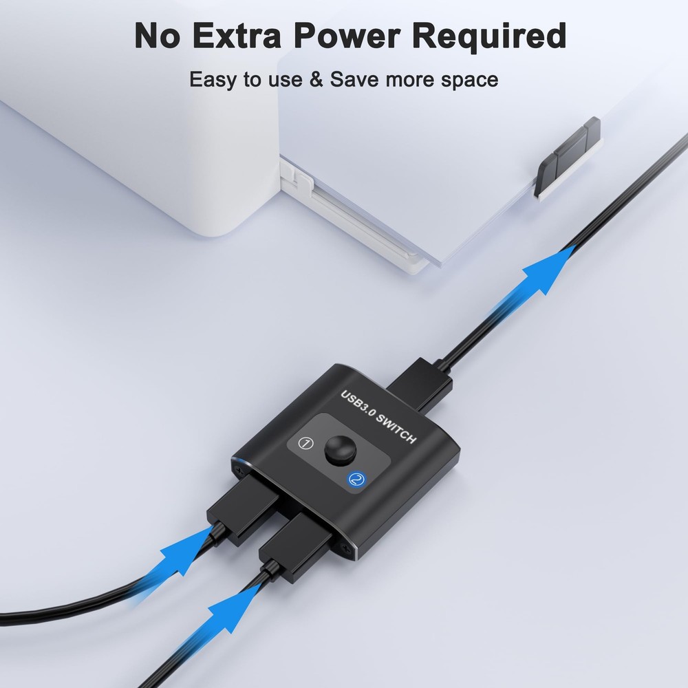 USB 3.0 Switch, Bi-Directional 2 Computers Share USB Devices for Printers, Mice