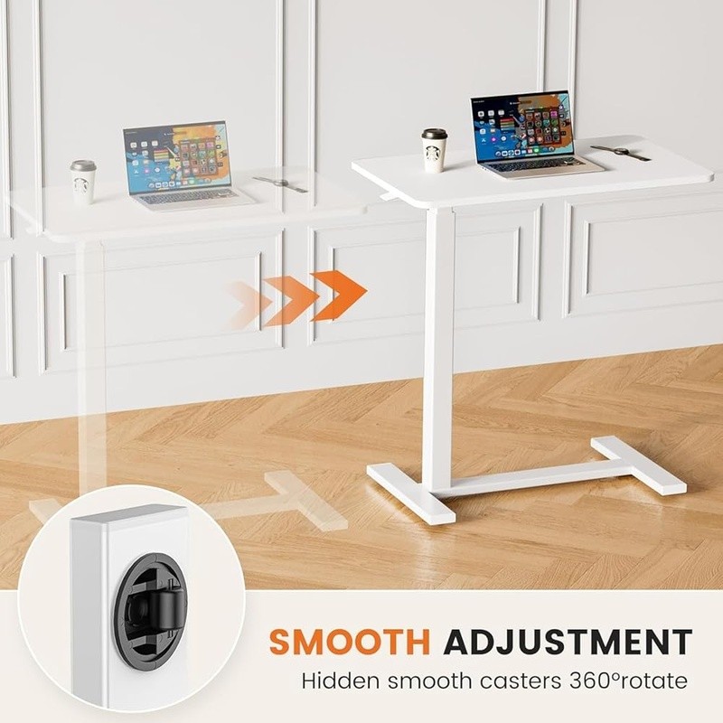 Adjustable Rolling Laptop Table Overbed Side Table Portable & Mobile Desk New