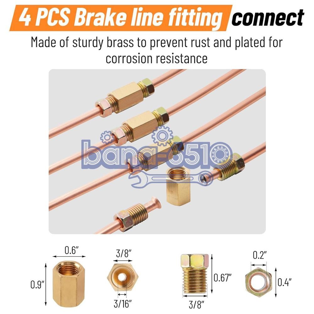 Brake Line Pipe Repair 20 Nuts Fittings Kit 3/16 25ft Copper Pipe Flaring Tools