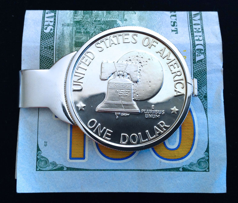 Morgan Peace Liberty silver dollar size money clip coin holder