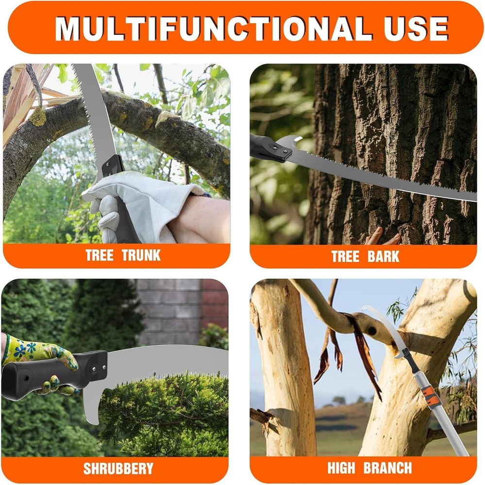 20FT Reach Pole Saw for Tree Trimming, Telescoping Tree Pruner Extendable with 3