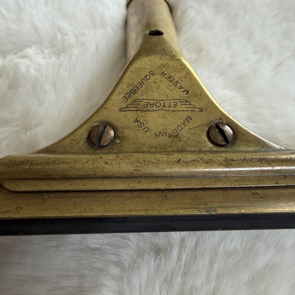 Vintage Ettore Master Squeegee Solid Brass 11.5” Made USA Window Tool