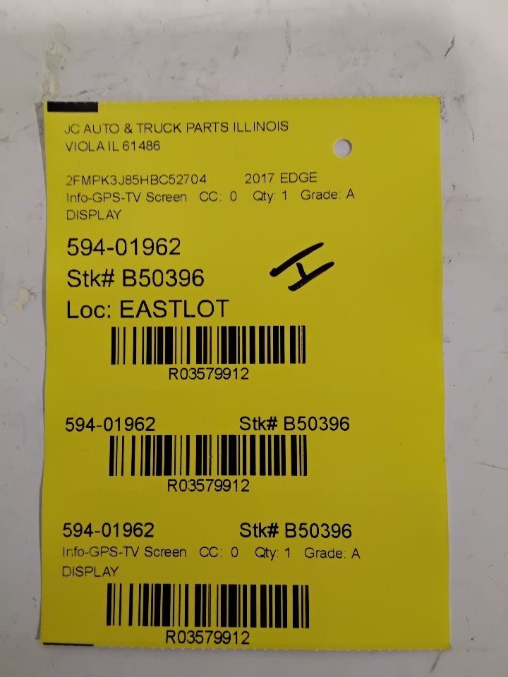 2016-2018 Ford Edge Center Dash Mounted 4.2" Display Screen