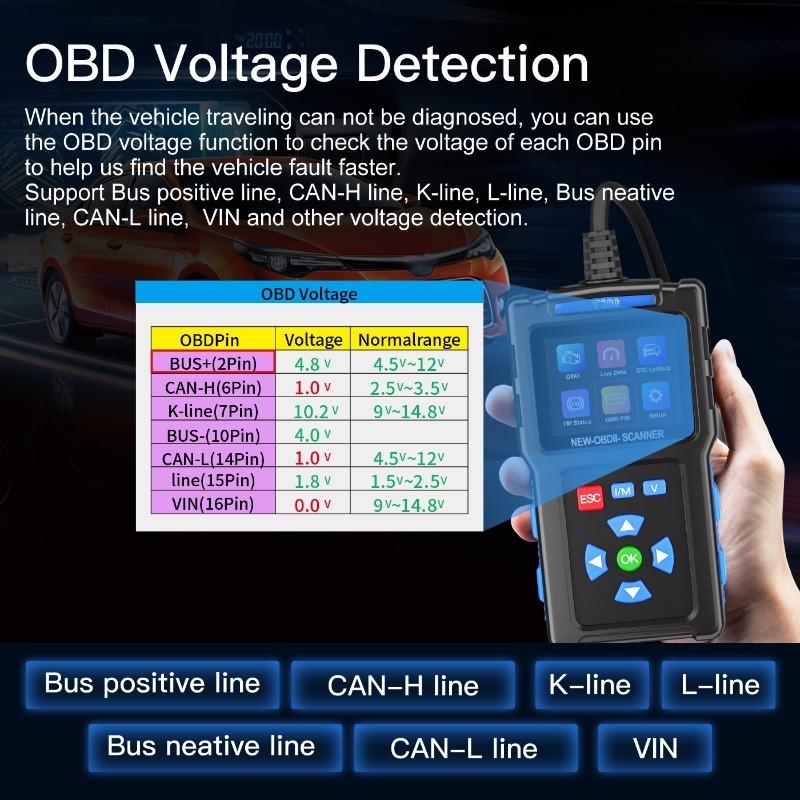 T200 OBD2 Car Diagnostic Scanner Engine Code Reader Battery Tester Smart