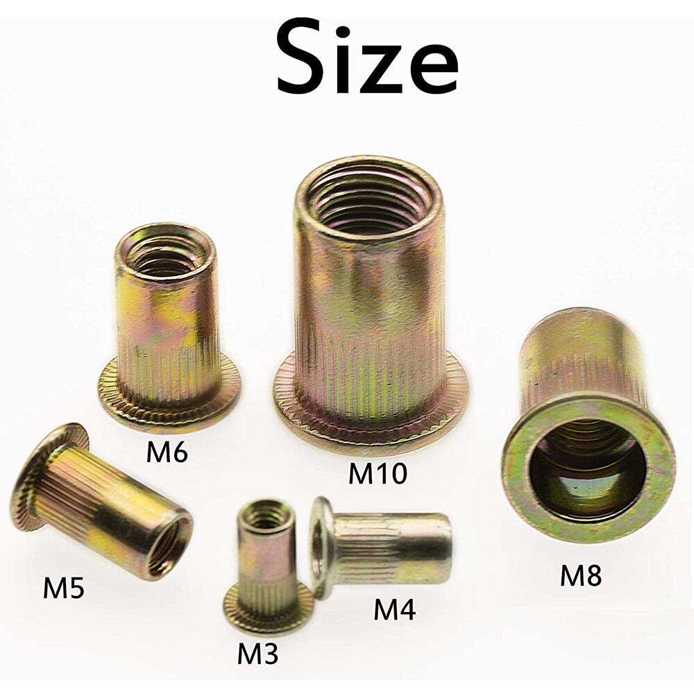 120pcs Rivet Nut +Hand Threaded Rivet Nuts Gun Double Insert Manual Rivet Tool