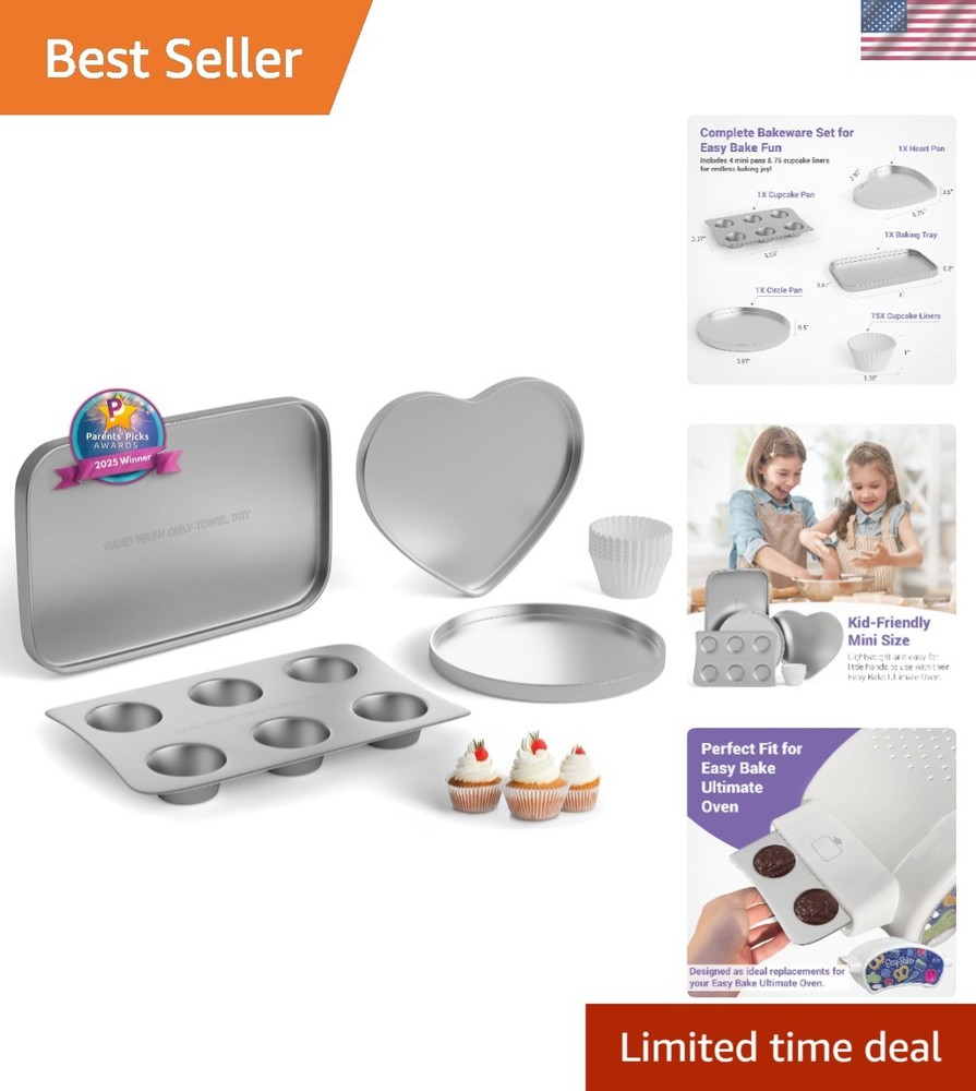 Kids Baking Pan Set for Easy Bake Oven Cupcake Pan Cookie Heart Rectangular Pan