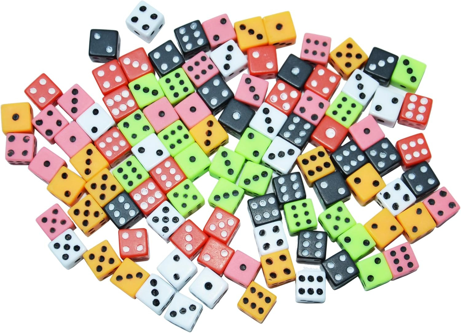 100 Assorted D6 Mini Tiny Dice Square Dot Game Dice Set