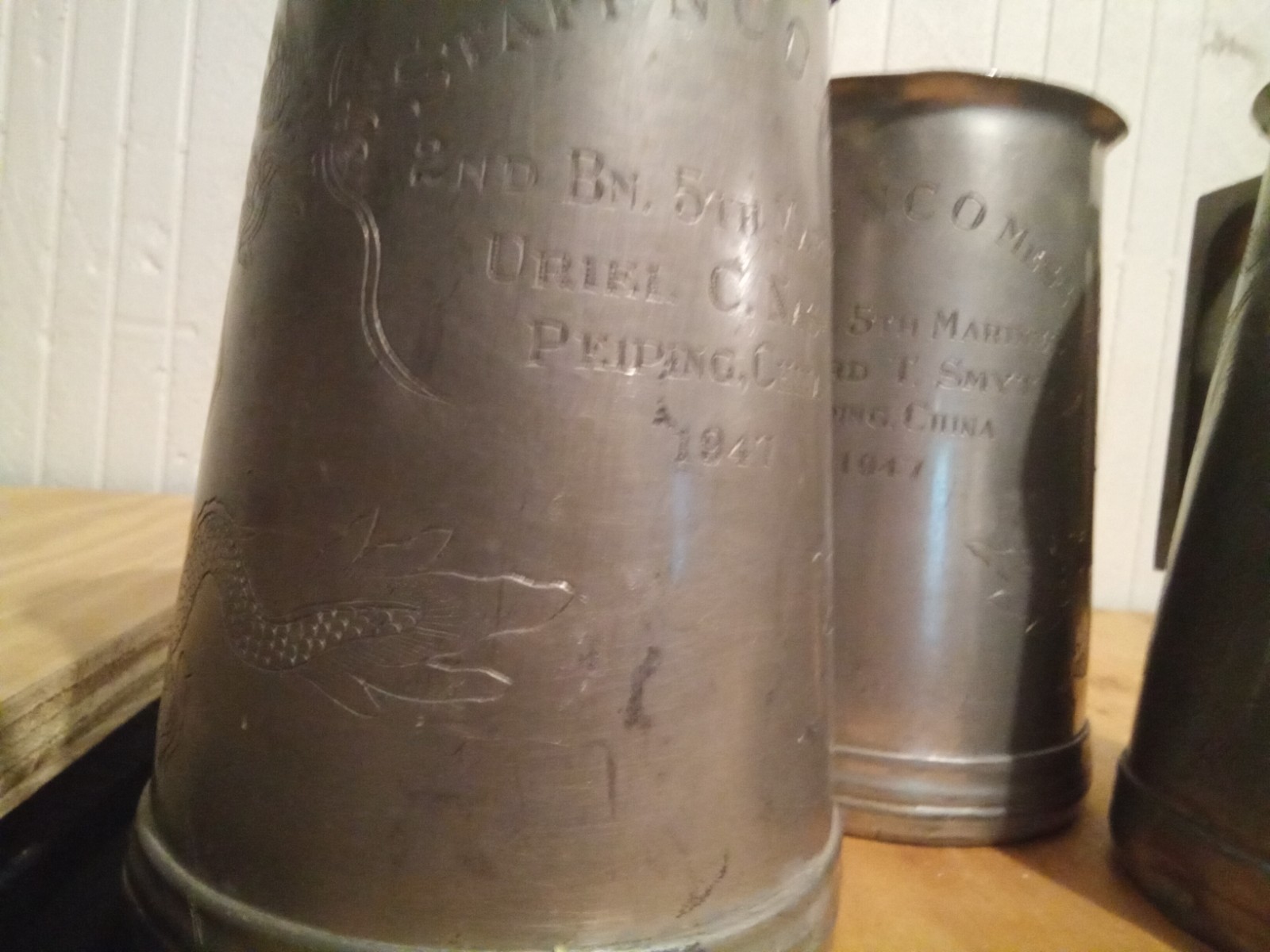 1947 Tientsin, China Named USMC/US Marine Corps Mug Lot. 1st Marine Division