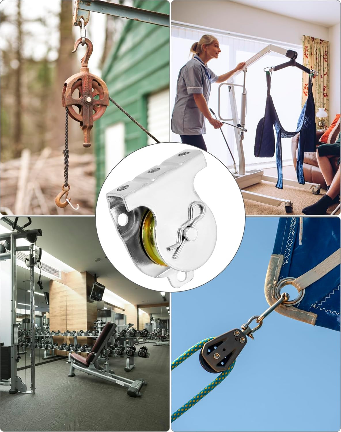 Wall Mount Pulleys, 6 Pcs 1-1/2" Ceiling Mount Single Pulley V-Groove Pulley Har