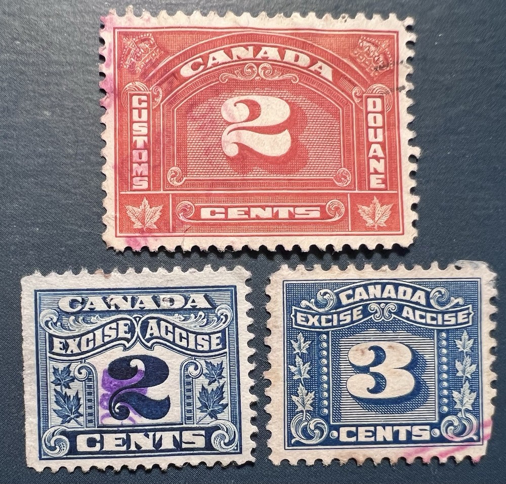 Canada Customs Excise Stamps 1915, 1935