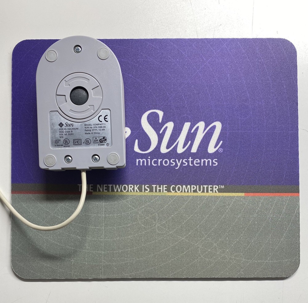 SUN 370-1586 Type-5c Mechanical 3 Button Mouse Model Compact1 Mouse WITH NEW PAD