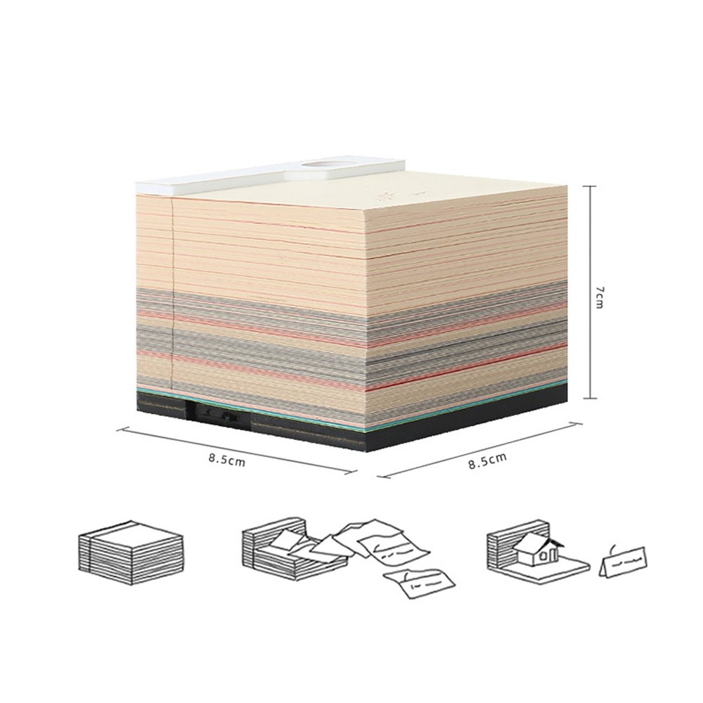 3D Memo Pad 260 Sheets Paper Carving Sticky Notes Convenience Post Notes yellow