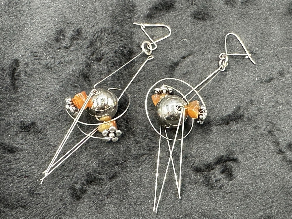 Modernist Asymmetrical Drop Beaded Earrings