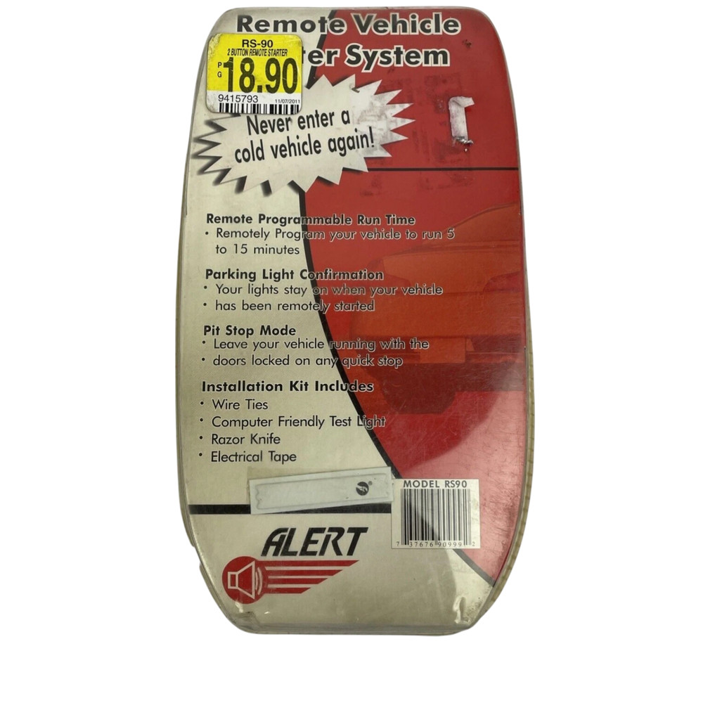 Alert Remote Vehicle Starter System with Keyless Entry Model RS90 - NOS