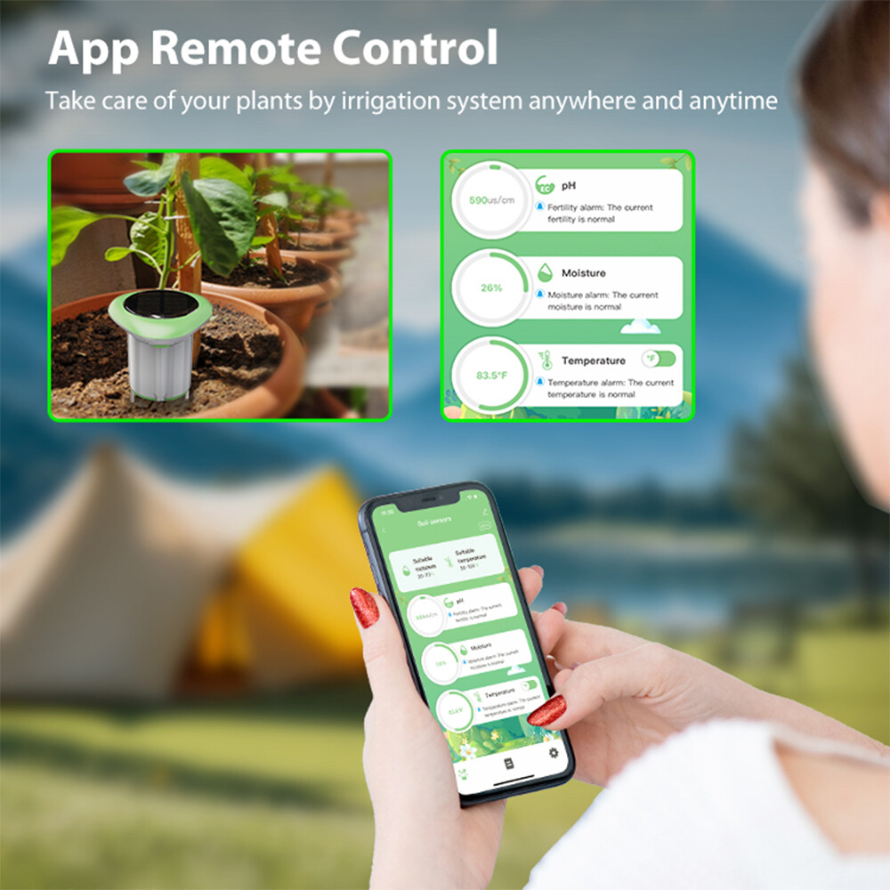 Tuya Smart WIFI Solar Soil Meter Sensor Waterproof Temp & Moisture &EC Detection