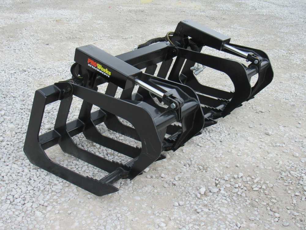60" Root Grapple Grease and 48" Walk Through Pallet Forks Combo Quick Attach