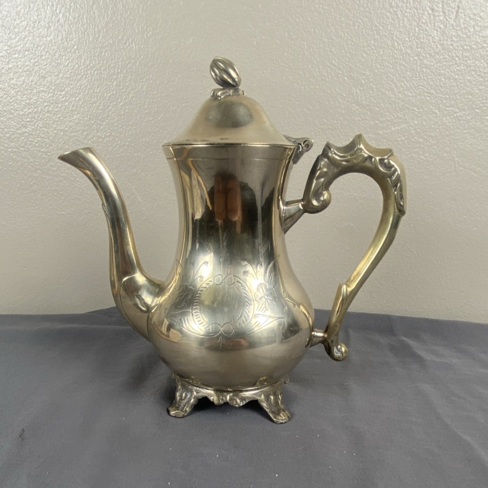 Victorian Style Silverplate Coffee Pot Ornate Handle and Feet