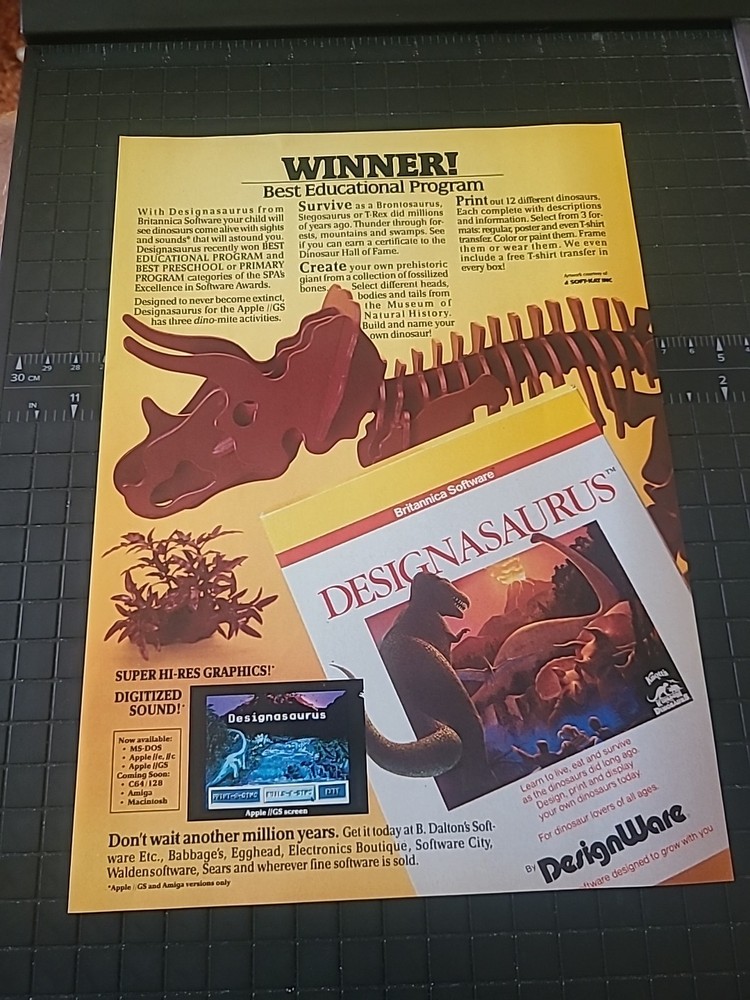Designasaurus Software Computer Print Ad 1988 8X11