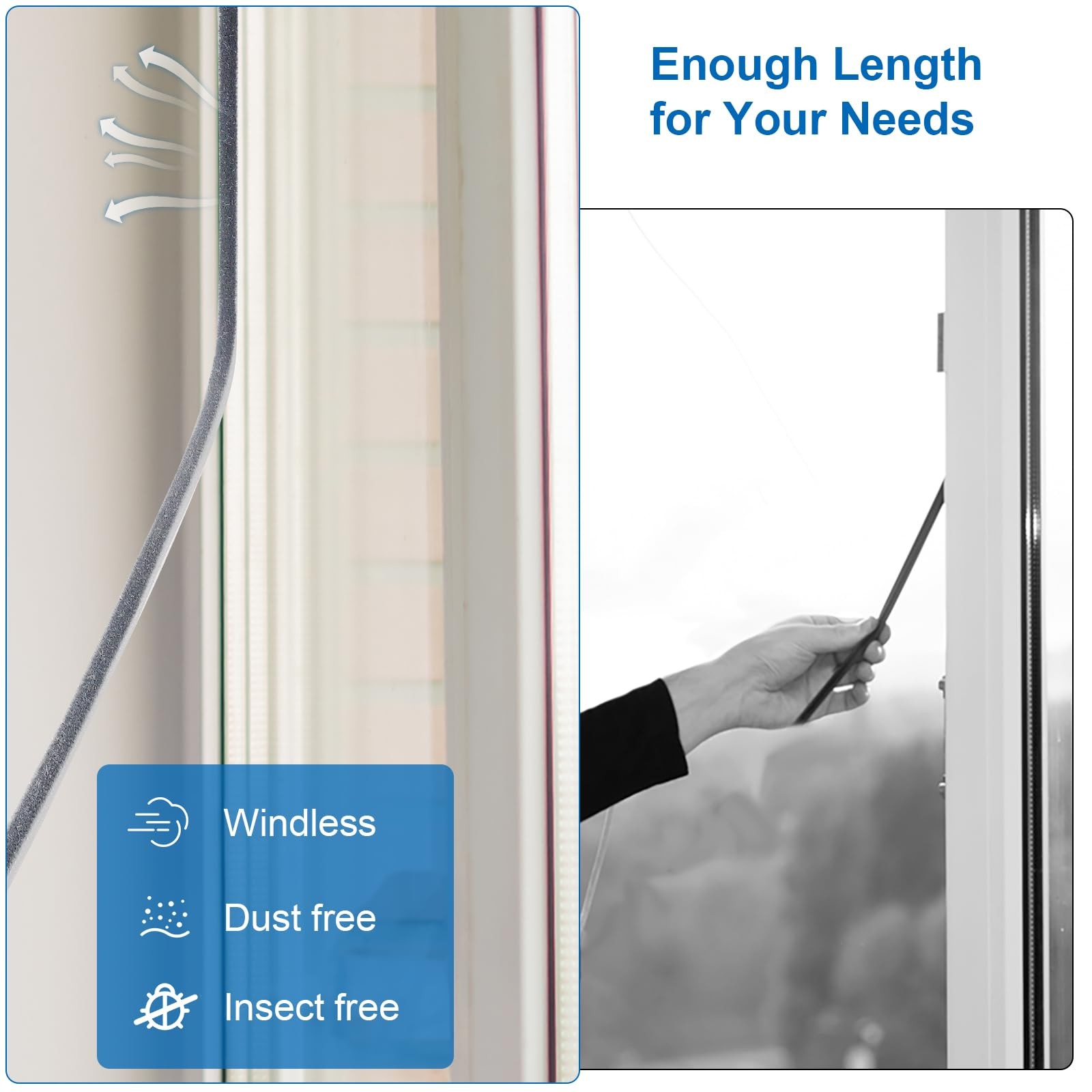 33 Ft Weather Stripping Door Seal. Self-Adhesive Soundproofing Weather Stripping