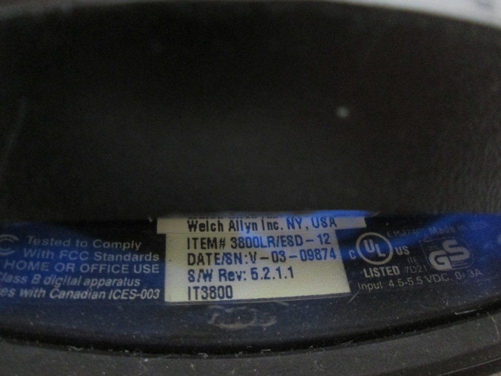 Welch Allyn Inc., 3800LR/ESD-12, Handheld Bardcode Scanner, Used