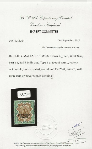SOMALILAND 1903 SG 23a MINT CERT