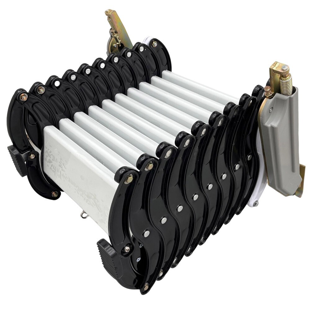 Narrow Wall Mounted Loft Wall Stairs Black+White Pull Down Ladder System 10 Ste