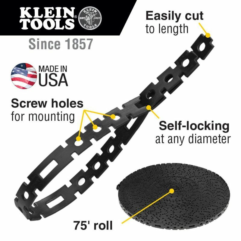 Klein Tool Extension Cord, Cable Hose Stretch Cable Tie Roll 75-Foot