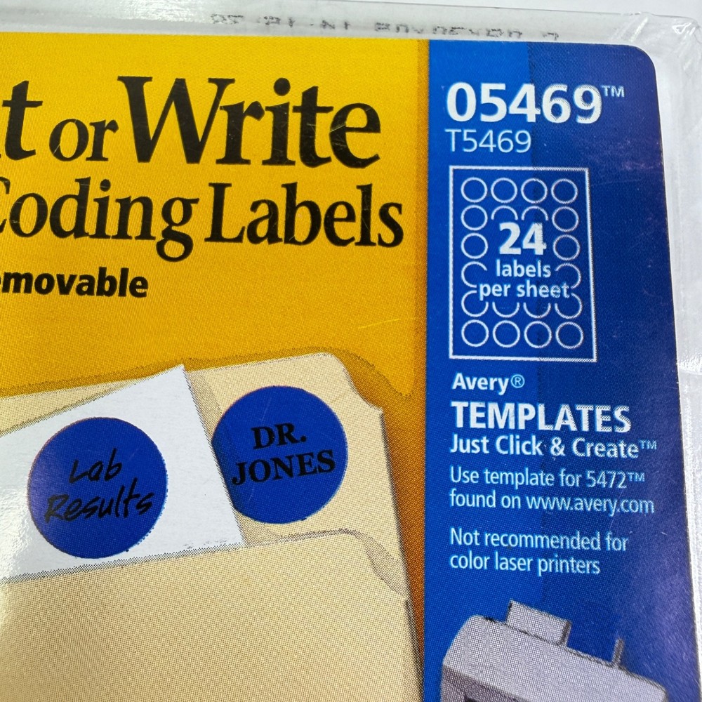 Avery Blue Removable Color Coding Labels Blue 5469 3/4" Round + Mailing Seals