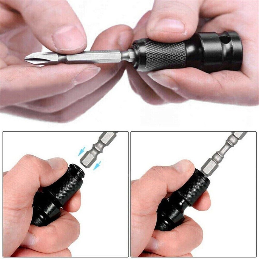 2Pcs Quick Release 1/2" Square To 1/4" Hex Ratchet Socket Impact Wrench Socket