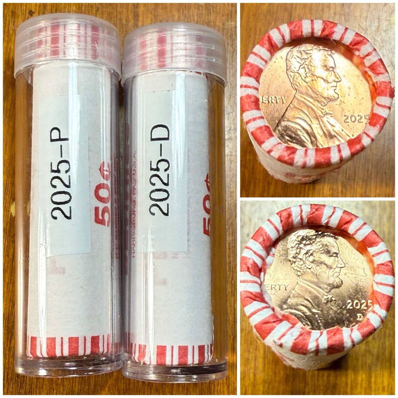 2025-P & D Lincoln Shield Cent Rolls. Lot Of Two, Tube Sealed. SHIPS FREE! 🎁 🎄