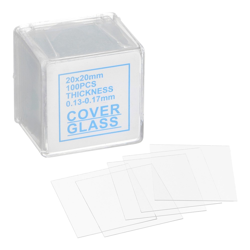100pcs Cover Slips for Microscope Slides, 20x20mm Microscope Cover Square