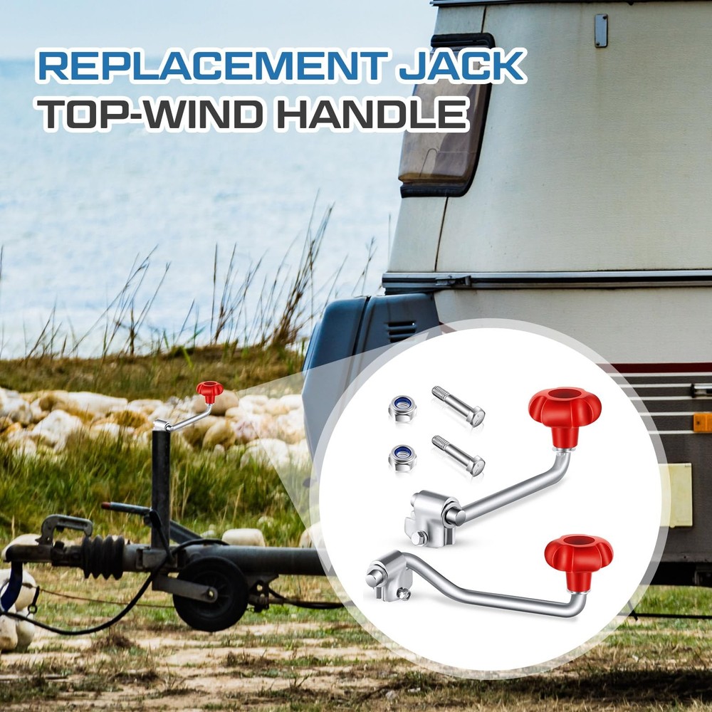 Trailer Jack Handles Replacement Set with Bolt Nut Spacers - Fits Most Trailers