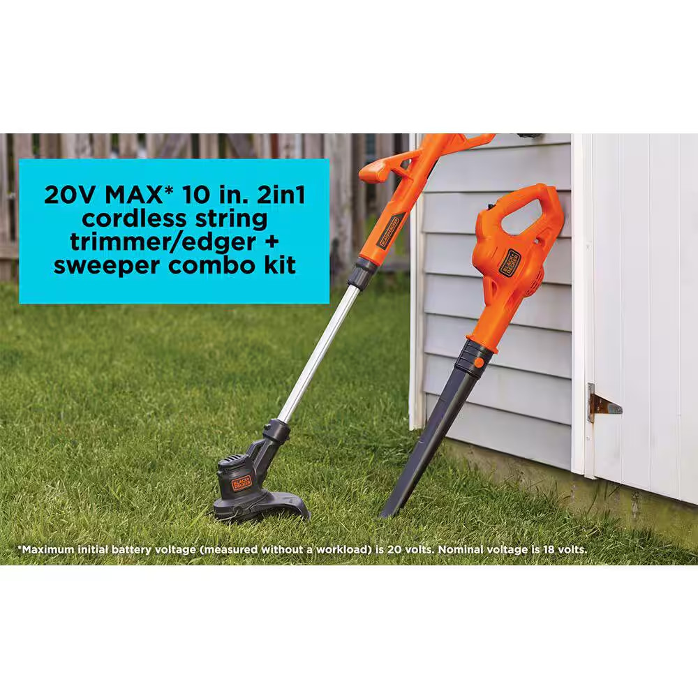 20V MAX Cordless Battery Powered String Trimmer & Leaf Blower Combo Kit with (1)