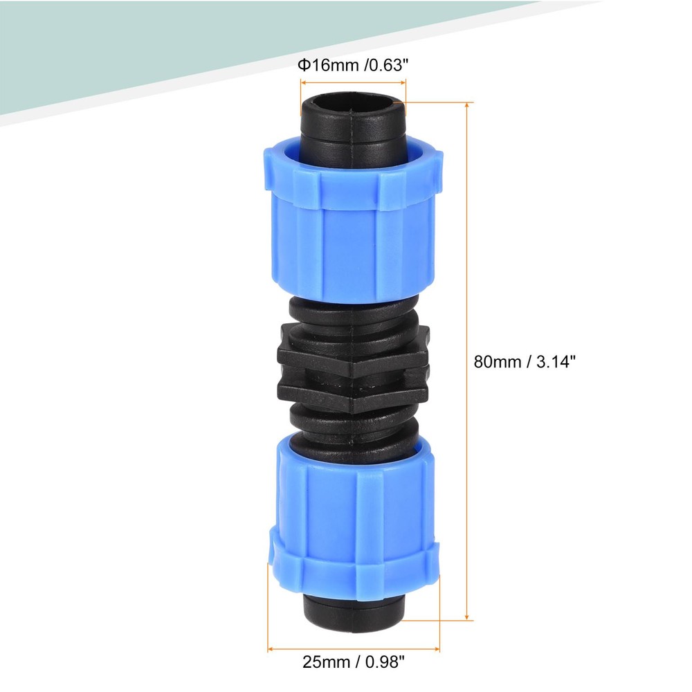 Drip Irrigation Coupling Barbed Locking Fitting for 16mm Drip Tape Blue 50Pcs