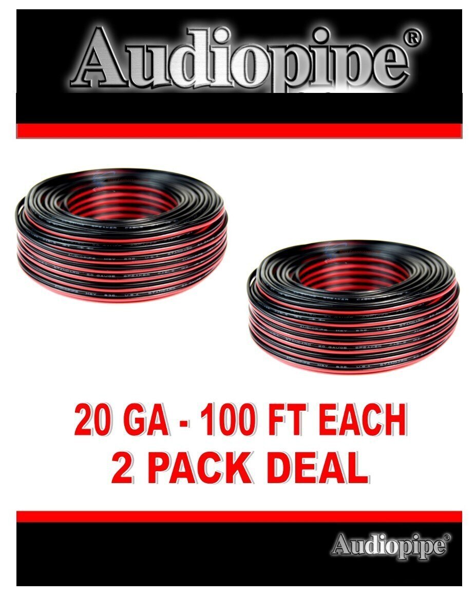 2 Rolls 20 Gauge 100 Feet Red Black Speaker Wire 2 Conductor CCA (200 FT total)