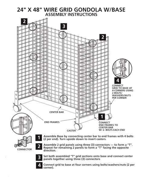 Display Grid Rack 4 Panel Rolling Retail Wall Store Craft Show Art Casters Stand