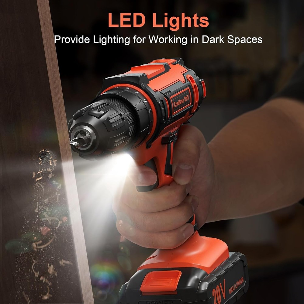Portable 20V Cordless Drill Set with Rapid Charging and Complete Accessories