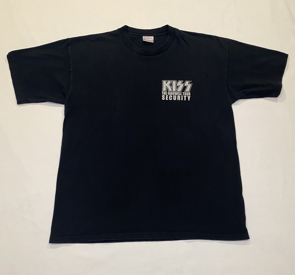 KISS The Farewell Tour Band T- Security T-Shirt Size XL - Black- Double Sided