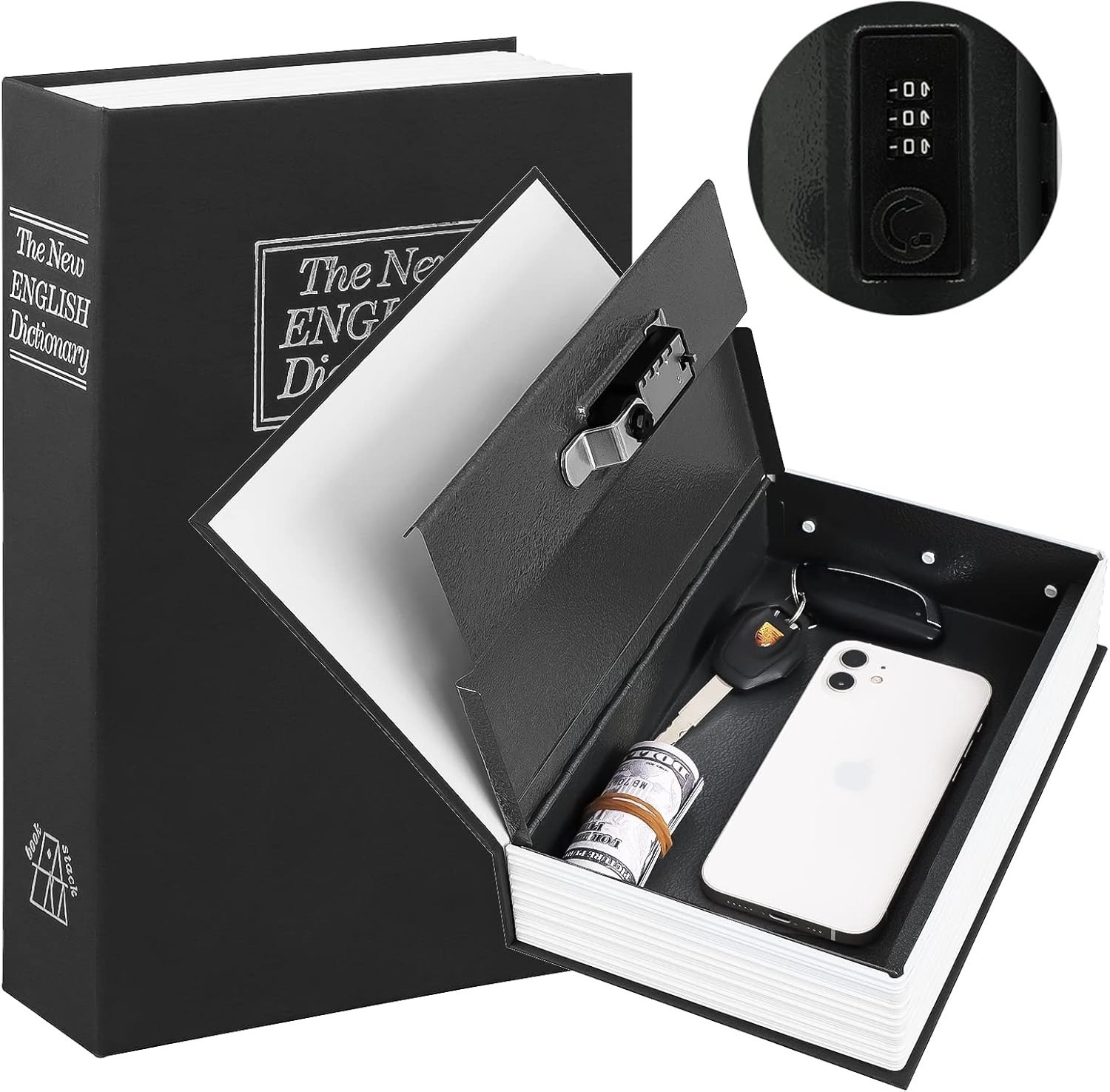 Book Safe Box with Combination Lock Dictionary Diversion Safe Secret Hidden Box
