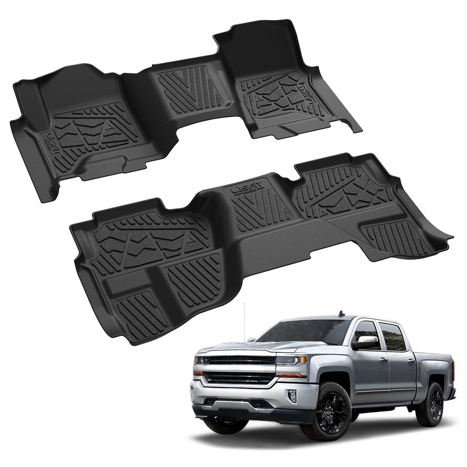 Floor Mats for Chevrolet Silverado 1500 / GMC Sierra 1500 2014-2018 Double Cab