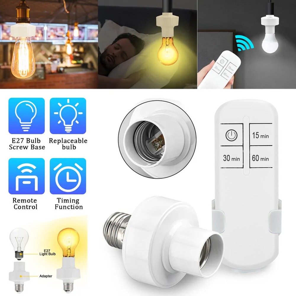 Wireless Remote Control E27 Lamp Holder Light Bulb Cap Socket Switch Screw Kit