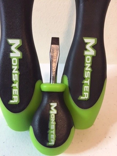 Monster Tools 3 PC Screwdriver Set Slotted 3/8", Phillips PH3, Slotted Stubby