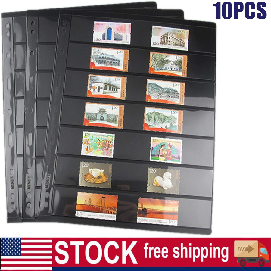 Stamp Pages for Stamp Album Binder, 10 Sheet, 7 Rows Pages for Stamp Collectors