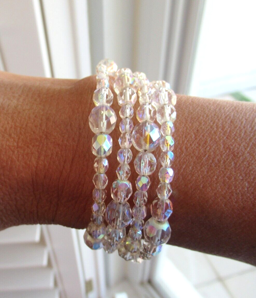 Memory Wire Multiple Rows AB Wrap Adjustable Bracelet, Size S/M New